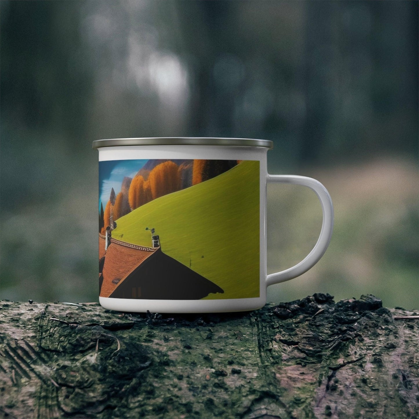 12 Oz- Scenic Green tone - Enamel Camping Mug (India) - e-mandi