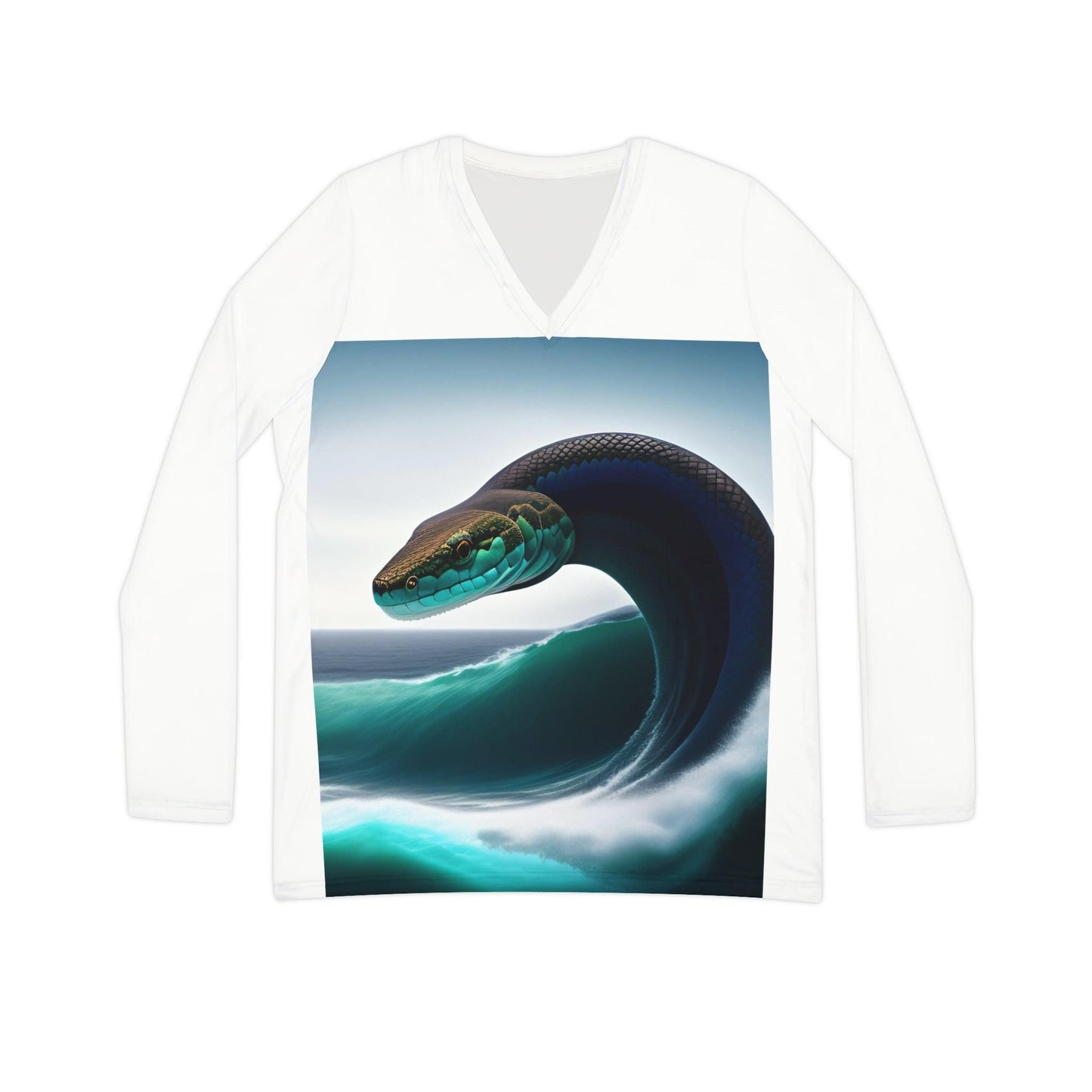 Serpent in me - Women's Long Sleeve V-neck Shirt (AOP)(USA) - e-mandi