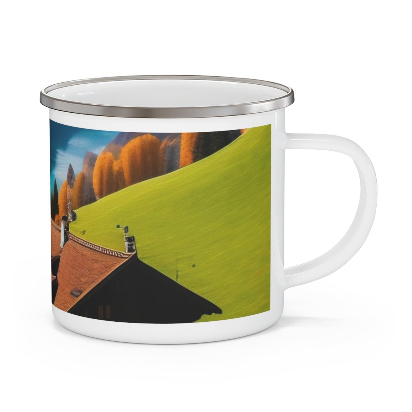 12 Oz- Scenic Green tone - Enamel Camping Mug (India) - e-mandi